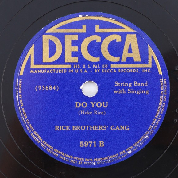 The Rice Brothers Gang – Railroad Boomer/ Do You 1941 10" 78 rpm Record Decca - Picture 5 of 8
